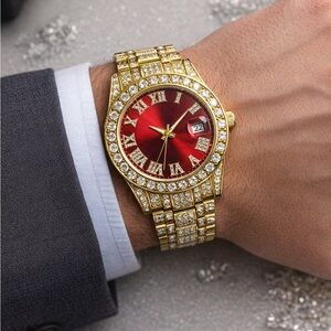 Luxury Gold and Red Men's Watch